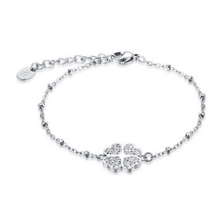 BRAND GIOIELLI SHINE BRACCIALE QUADRIFOGLIO CON CRISTALLI BIANCHI