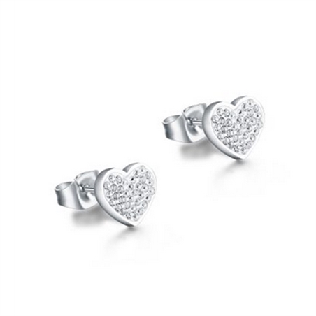 BRAND GIOIELLI SHINE ORECCHINI CUORI CON CRISTALLI BIANCHI