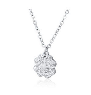 BRAND GIOIELLI SHINE COLLANA QUADRIFOGLIO CON CRISTALLI BIANCHI