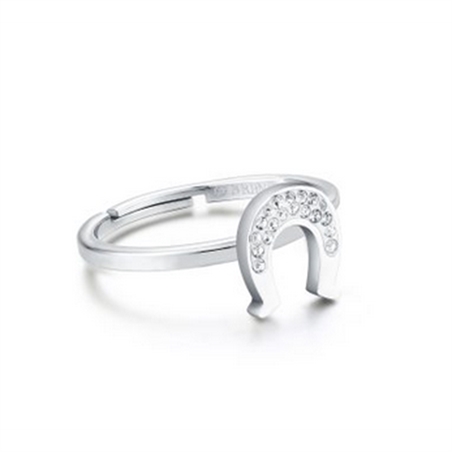 BRAND GIOIELLI SHINE ANELLO FERRO DI CAVALLO REGOLABILE CON CRISTALLI BIANCHI MIS. 12/14