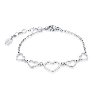BRAND GIOIELLI GOOD FEELING BRACCIALE 5 CUORI VUOTI IN ACCIAIO
