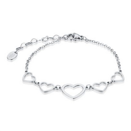 BRAND GIOIELLI GOOD FEELING BRACCIALE 5 CUORI VUOTI IN ACCIAIO