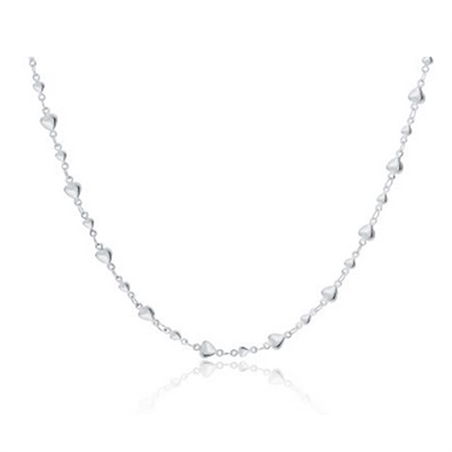 BRAND GIOIELLI GOOD FEELING COLLANA CATENA CUORI PICCOLI E GRANDI IN ACCIAIO