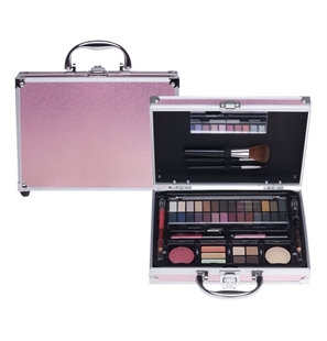 CASUELLE BEAUTY CASE TROUSSE MAKEUP IN ALLUMINIO ROSA