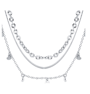 BRAND GIOIELLI LAYERS COLLANA TRIPLO FILO CON CUORI