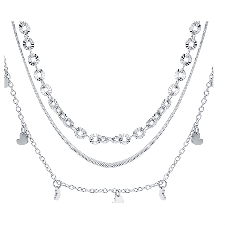 BRAND GIOIELLI LAYERS COLLANA TRIPLO FILO CON CUORI