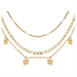 BRAND GIOIELLI LAYERS COLLANA DORATA TRIPLO FILO CON FARFALLE BRAND GIOIELLI LAYERS COLLANA DORATA TRIPLO FILO CON FARFALLE