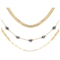 BRAND GIOIELLI LAYERS COLLANA DORATA TRIPLO FILO CON CRISTALLI NERI BRAND GIOIELLI LAYERS COLLANA DORATA TRIPLO FILO CON CRISTALLI NERI