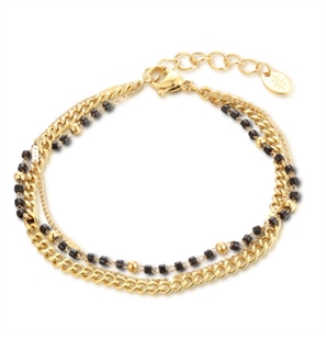 BRAND GIOIELLI LAYERS BRACCIALE DORATO TRIPLO FILO CON PERLINE