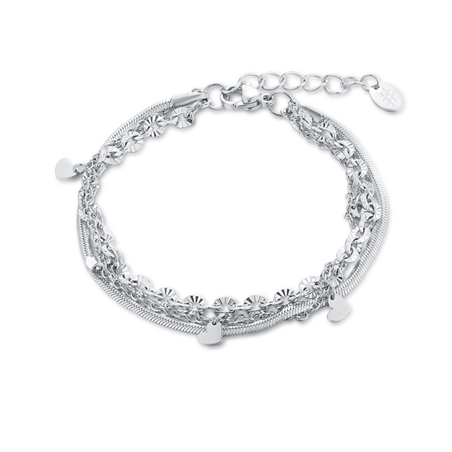 BRAND GIOIELLI LAYERS BRACCIALE TRIPLO FILO CON CUORI