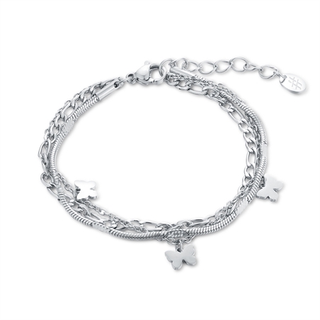 BRAND GIOIELLI LAYERS BRACCIALE TRIPLO FILO CON FARFALLE