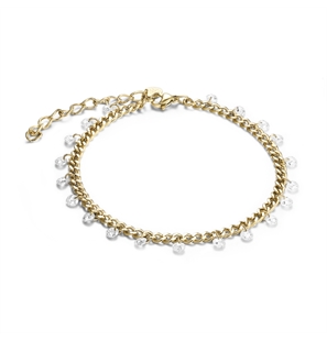 BRAND GIOIELLI CAVIGLIERA CATENA GOLD CON CRISTALLI