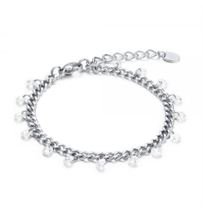 BRAND GIOIELLI BRACCIALE CATENA E CRISTALLI BIANCHI