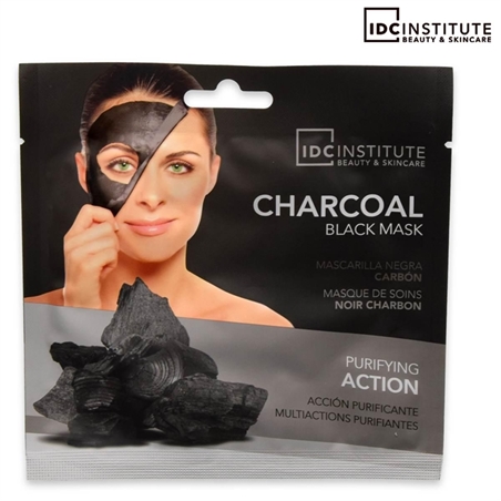 IDC INSTITUTE SKINCARE ESSENTIALS MASCHERA VISO MONOUSO CHARCOAL BLACK MASK 22GR