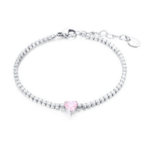 BRAND GIOIELLI ATTIMI BRACCIALE TENNIS CUORE ROSA