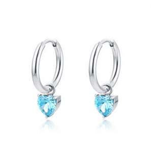BRAND GIOIELLI ATTIMI ORECCHINI CERCHIO CON PENDENTE CUORE BLU