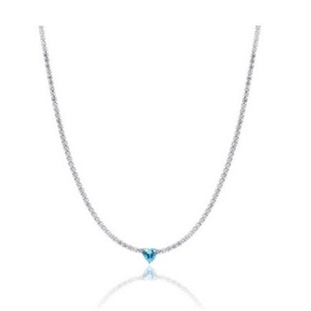 BRAND GIOIELLI ATTIMI COLLANA TENNIS CON CRISTALLO A FORMA DI CUORE BLU