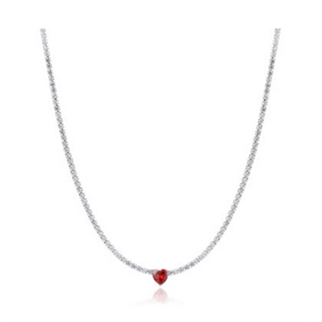 BRAND GIOIELLI ATTIMI COLLANA TENNIS CON CRISTALLO A FORMA DI CUORE ROSSO