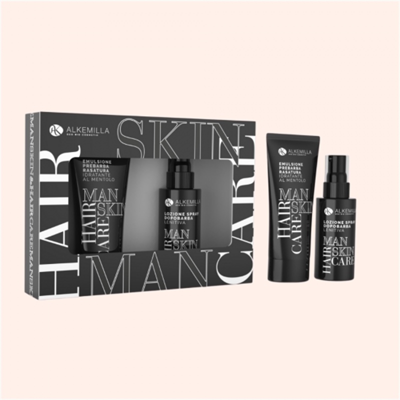 ALKEMILLA BOX UOMO EMULSIONE PRE-RASATURA E SPRAY DOPOBARBA