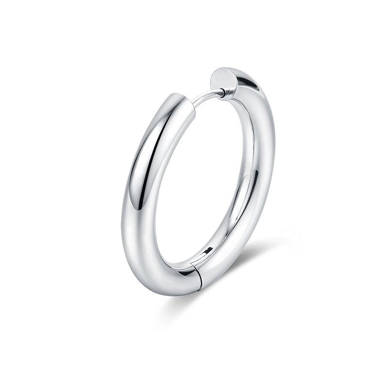 BRAND GIOIELLI CHUNKY ORECCHINO BOMBATO SINGOLO CERCHIO COL. ARGENTO - 09ER000-1 - 09ER000-1