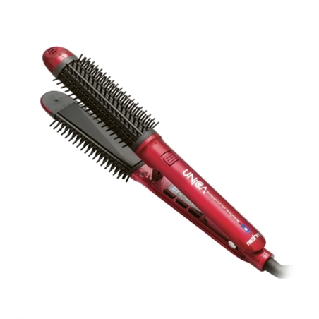 SHE UNICA SPAZZOLA PIASTRA ARRICCIACAPELLI ELETTRICA IN CERAMICA PROFESSIONALE ROSSA