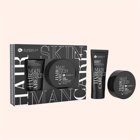 ALKEMILLA SET UOMO CORPO CAPELLI: SHAMPOO DOCCIA 50 ML + CERA CAPELLI 50 ML