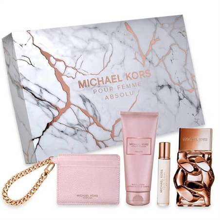 MICHAEL KORS COFFRET POUR FEMME ABSOLU EDP SPRAY 100ML + EDP 10ML + B/L 100ML + PORTA CARTE - 850059827666-1 - 850059827666-1