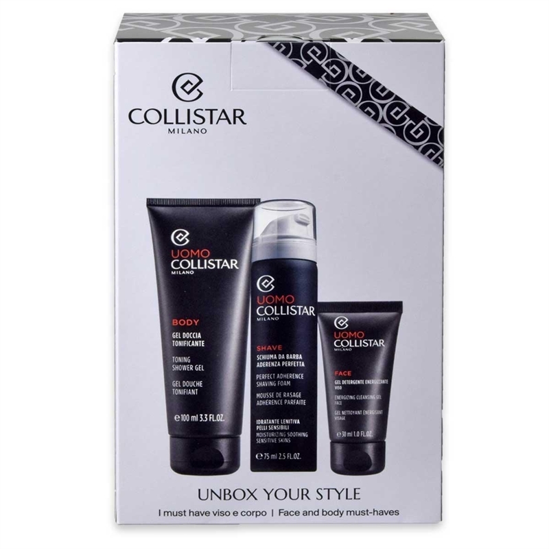 COLLISTAR COFFRET UOMO GEL DOCCIA TONIFICANTE + SCHIUMA DA BARBA + GEL DETERGENTE ENERGIZZANTE COLLISTAR COFFRET UOMO GEL DOCCIA TONIFICANTE + SCHIUMA DA BARBA + GEL DETERGENTE ENERGIZZANTE