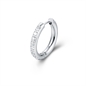 BRAND GIOIELLI CHUNKY ORECCHINO BOMBATO CRISTALLI SINGOLO CERCHIO COL. ARGENTO 20MM
