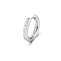 BRAND GIOIELLI CHUNKY ORECCHINO BOMBATO CRISTALLI SINGOLO CERCHIO COL. ARGENTO 18 MM