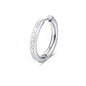 BRAND GIOIELLI CHUNKY ORECCHINO BOMBATO CRISTALLI SINGOLO CERCHIO COL. ARGENTO 22MM