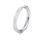 BRAND GIOIELLI CHUNKY ORECCHINO BOMBATO CRISTALLI SINGOLO CERCHIO COL. ARGENTO 26MM