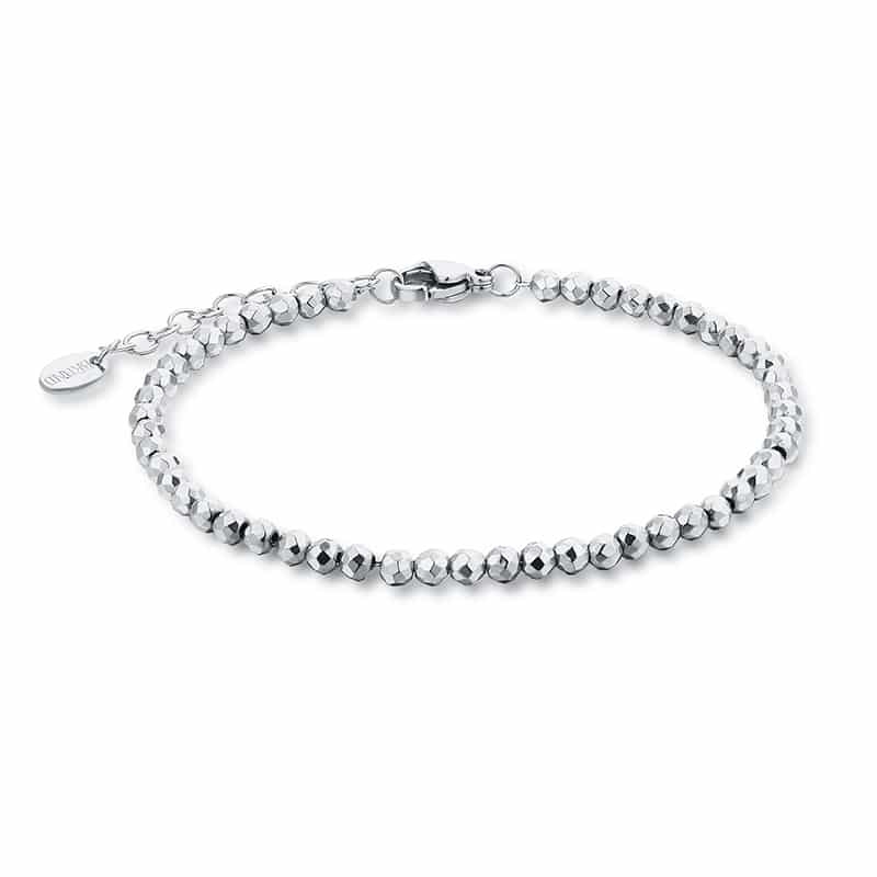 BRACCIALE EMATITE RODIO SFACCETTATA 16+3 CM