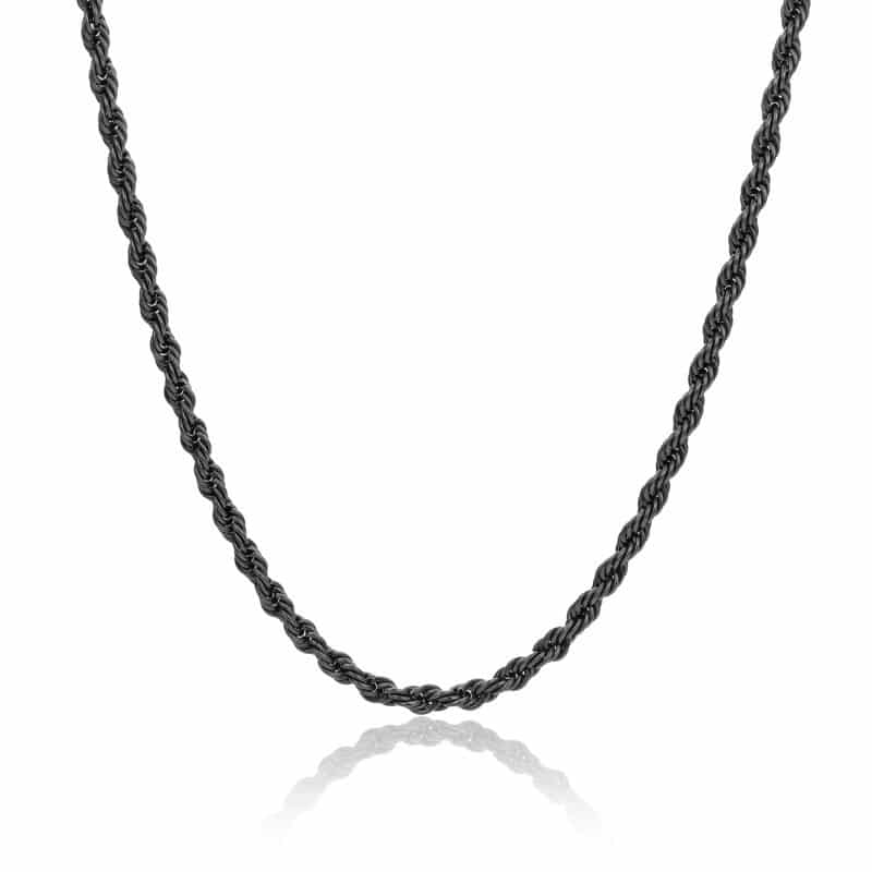 COLLANA CATENA CORDA 50+5CM NERO BRAND GIOIELLI