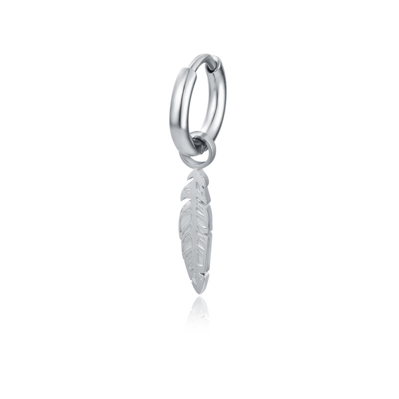 MONO ORECCHINO CERCHIO CON PIUMA 12 MM BRAND GIOIELLI
